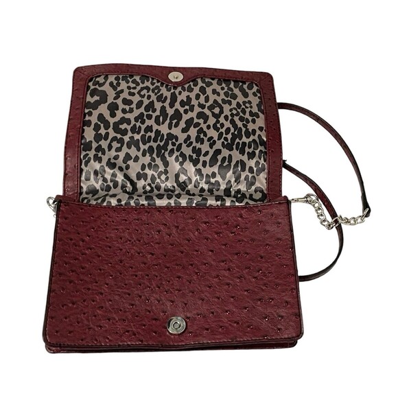Red Vegan Leather Purse W / Leopard Interior Print Dana Buchman NWOT - Picture 3 of 11